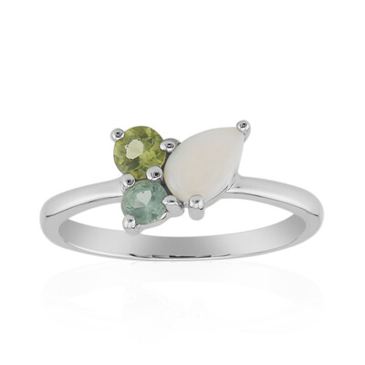 White Opal Silver Ring