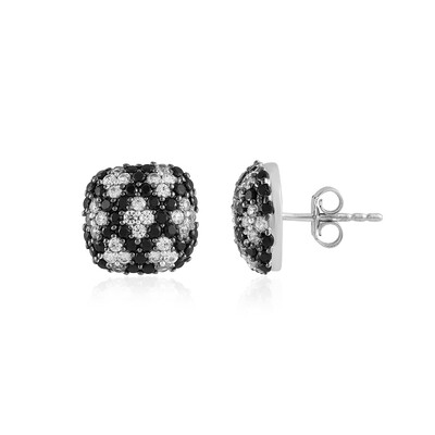 Black Spinel Silver Earrings