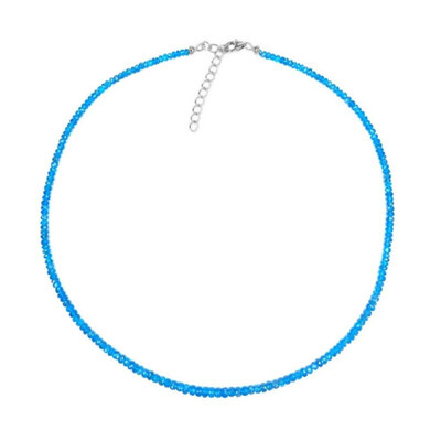 Neon Blue Apatite Silver Necklace