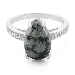 Snowflake Obsidian Silver Ring