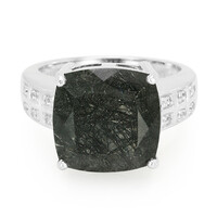 Black Rutile Quartz Silver Ring