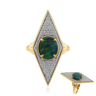 18K Lightning Ridge Black Opal Gold Ring (de Melo)