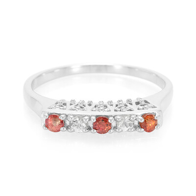 Orange Sapphire Silver Ring