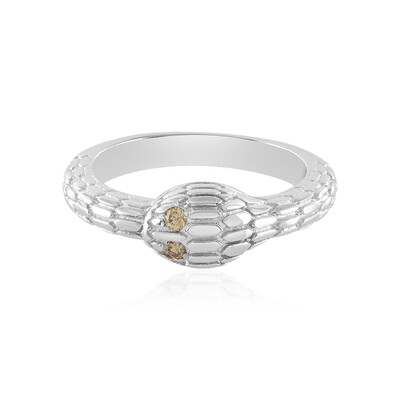 I3 Champagne Diamond Silver Ring