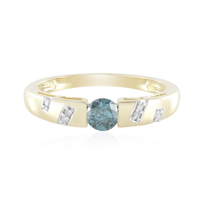 9K I3 Blue Diamond Gold Ring