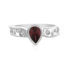 Red Zircon Silver Ring