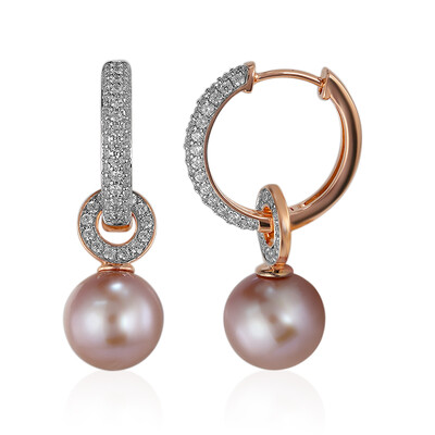 9K Pink Ming Pearl Gold Earrings (TPC)