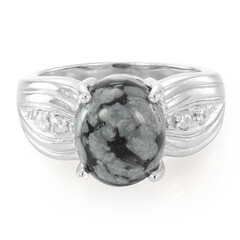 Snowflake Obsidian Silver Ring