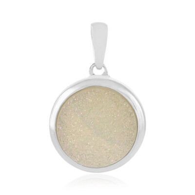 Pearl Shimmer Glitter Agate Silver Pendant