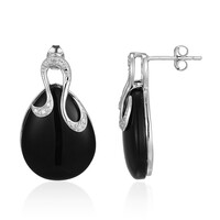 Black Agate Silver Earrings