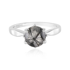 Black Rutile Quartz Silver Ring