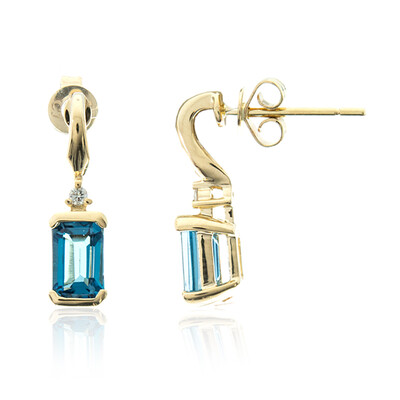 14K London Blue Topaz Gold Earrings