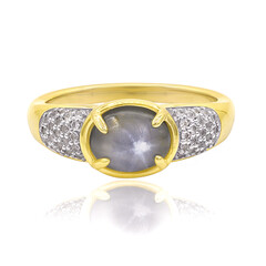 9K Silver Star Sapphire Gold Ring