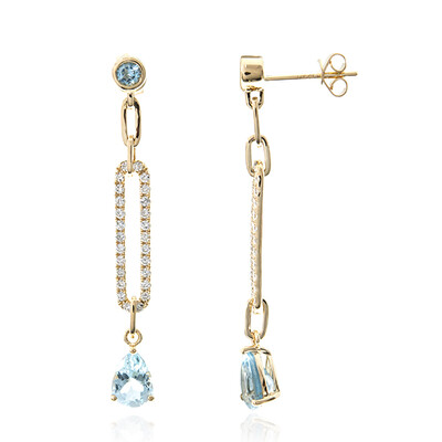 14K AAA Brazilian Aquamarine Gold Earrings (CIRARI)