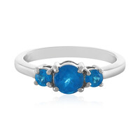 Neon Blue Apatite Silver Ring