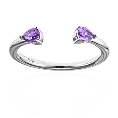 Unheated Ceylon Purple Sapphire Silver Ring