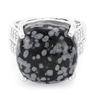 Snowflake Obsidian Silver Ring