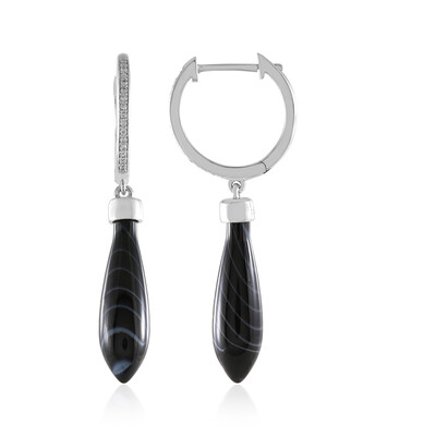 Black Agate Silver Earrings (MONOSONO COLLECTION)