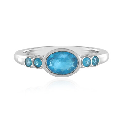 Neon Blue Apatite Silver Ring