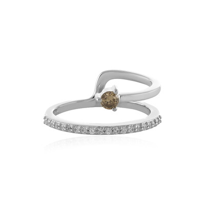 I3 Champagne Diamond Silver Ring