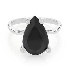 Black Spinel Silver Ring