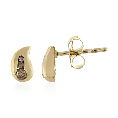 9K I3 Champagne Diamond Gold Earrings (de Melo)