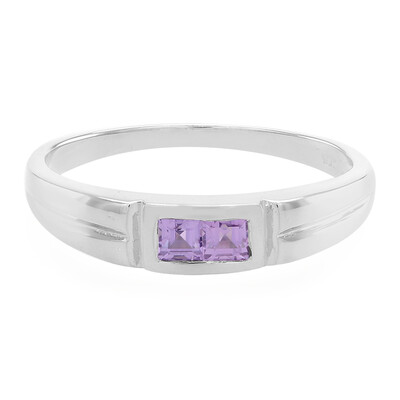 Unheated Ceylon Purple Sapphire Silver Ring