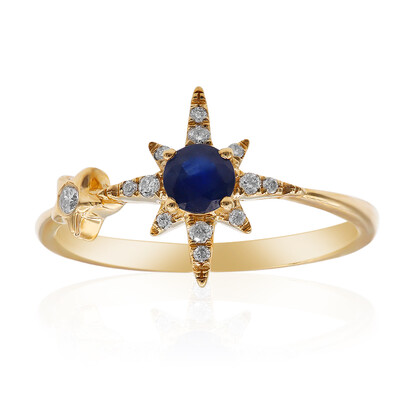 10K Ceylon Blue Sapphire Gold Ring