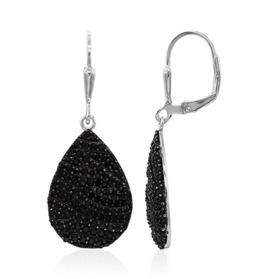 Black Spinel Silver Earrings