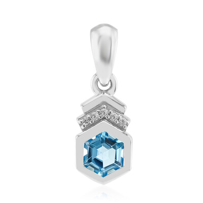 Swiss Blue Topaz Silver Pendant (Pallanova)