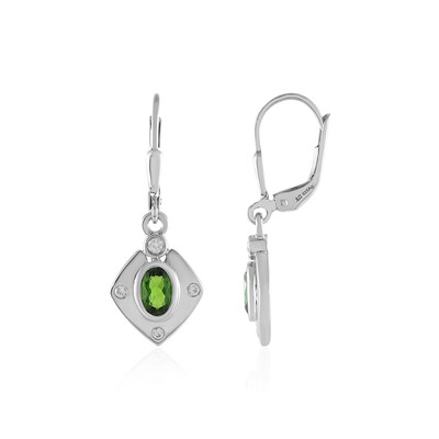 Russian Diopside Silver Earrings