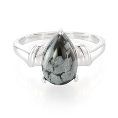 Snowflake Obsidian Silver Ring