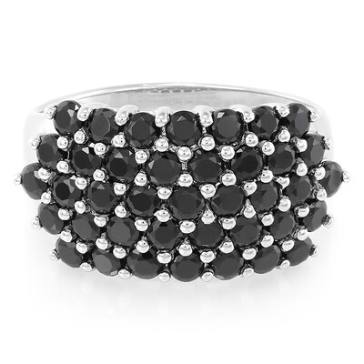 Black Spinel Silver Ring