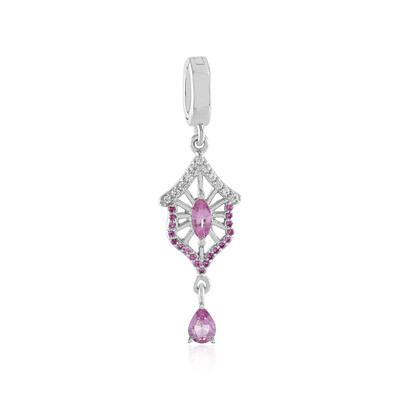 Unheated Ceylon Pink Sapphire Silver Pendant