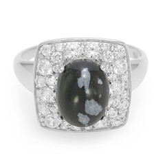 Snowflake Obsidian Silver Ring