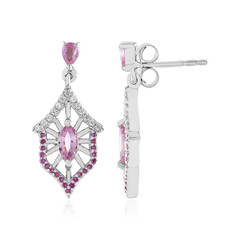 Unheated Ceylon Pink Sapphire Silver Earrings