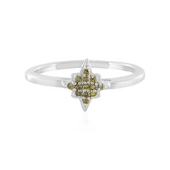 SI1 Yellow Diamond Silver Ring