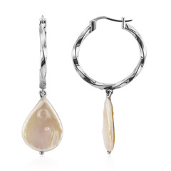 Peach Freshwater Pearl Silver Earrings (TPC)