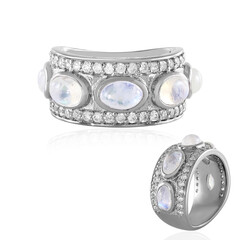 Rainbow Moonstone Silver Ring