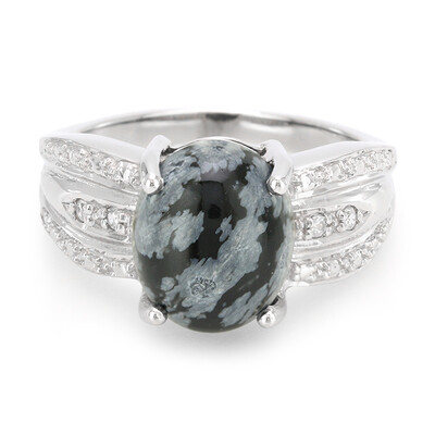 Snowflake Obsidian Silver Ring