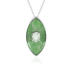 Green Amethyst Silver Necklace (Adela Silber)