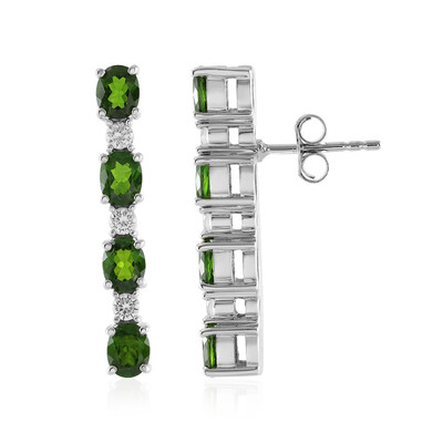 Russian Diopside Silver Earrings