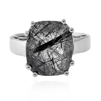 Black Rutile Quartz Silver Ring