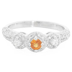 Orange Sapphire Silver Ring