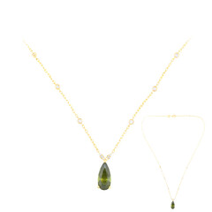 14K Bulgarian Green Sphalerite Gold Necklace (de Melo)