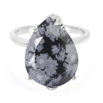 Snowflake Obsidian Silver Ring