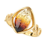 Sunrise Baltic Amber Silver Ring