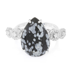 Snowflake Obsidian Silver Ring