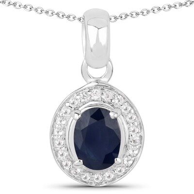 Blue Sapphire Silver Necklace