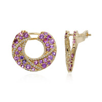 9K Unheated Ceylon Purple Sapphire Gold Earrings